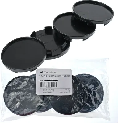 Produktbild von 4X 64,9mm Nabenkappen Felgen Deckel Radnaben Kappen Schwarz Flach kompatibel mit RH Felgen