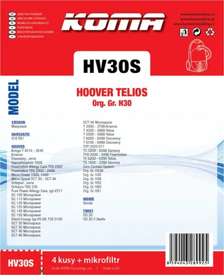Produktbild von KOMA HV30S - Set mit 12 Stück Staubsaugerbeuteln für Hoover Telios H30 Staubsauger