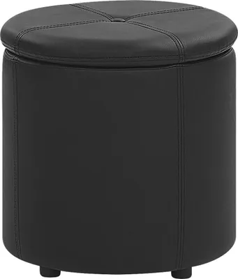 Produktbild von BELIANI Pouf Schwarz Kunstleder mit Deckel und praktischem Stauraum Sitzhocker Fußhocker Glamour Look