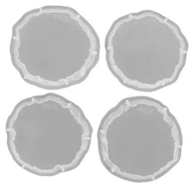 Zdjęcie produktu dla Silikonowe foremki do tworzenia podstawek, zestaw 4 sztuki, forma do żywicy w kształcie geody, foremki DIY do żywicy epoksydowej, wymiary: 11,2 x 11 x 1,3 cm
