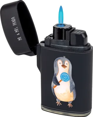 Produktbild von Mr. & Mrs. Panda zigarettenanzünder Pinguin Lolli - Schwarz - Geschenk, Süßigkeiten, Spruch, Gasfeuerzeug, Heißhunger, Pinguine, Feuerzeug, Naschen, sturmfeuerzeuge
