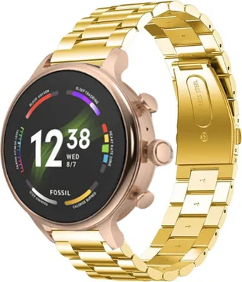 Produktbild von Strap-it Stahlarmband - Kompatibel mit Fossil Gen 6Armband 42mm Fossil uhrenarmband Fossil ersatzarmband Edelstahl für Smartwatch 18mm Armband Gold 18mm