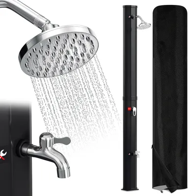 Zdjęcie produktu dla TolleTour – prysznic solarny 20–60 litrów – do 60°C – z obrotową głowicą prysznicową, prysznicem do stóp i wężem ogrodowym