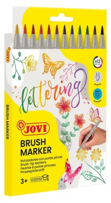 Produktbild von Jovi Pinselmarker "Lettering" 12er Schachtel, farbig sortiert