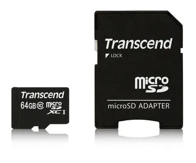 Produktbild von Transcend TS64GUSDXC10, 64 GB, MicroSDXC, Klasse 10, NAND, 90 MB/s, Schwarz