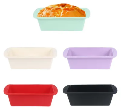Immagine prodotto di Set di stampi in silicone per dolci, 5 pezzi, per pane, adatti al forno e alla friggitrice ad aria, colore blu/bianco/viola/rosso/nero, dimensioni 19,5x9,5x5,5 cm
