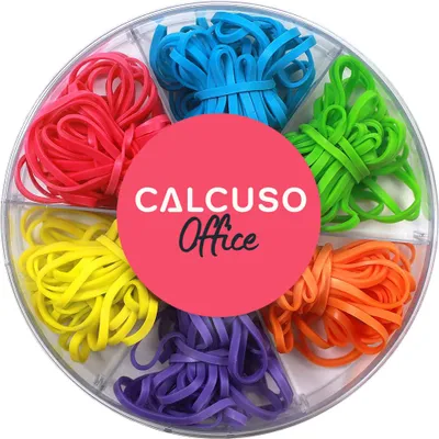 Produktbild von CALCUSO Gummibänder 120 Stück – bunt sortiert, 6 Farben, 2 Größen (160/100 mm)