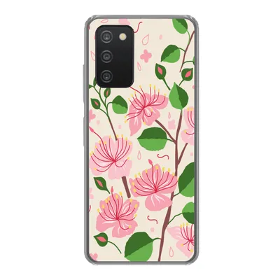 Produktbild von MuchoWow® Handyhülle Schutzhülle Hülle für Samsung Galaxy A33 5G Blume - Rosa - Blatt - Muster Silikon Softcase Handy Hülle - Kartenhalter