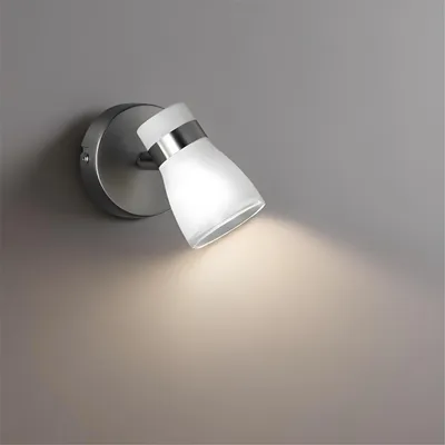 Produktbild von Wandleuchte Reality Sochaux Strahler 1-flammig G9-Fassung Schwenkbar Spot Glas Wandlampe Weiß Nickel matt