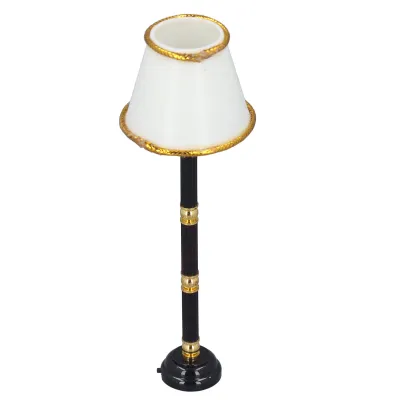 Obrázok produktu pre 1:12 Stojaca lampa do bábikového domčeka s LED osvetlením, napájaná na batérie – miniatúrna kovová lampa, realistická, dekorácia do bábikového domčeka