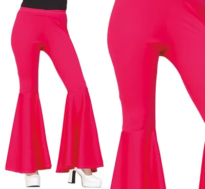 Immagine prodotto di 70S Festival Flare Pants Retro Flair Dance Carnival Colourful Party Disco Outfit, Taglia: 42 - 44 (L) Colore: Rosa