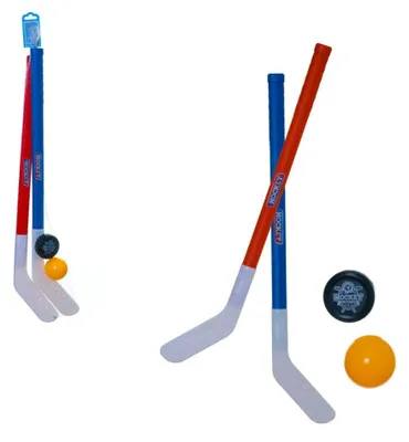 Image de Crosse de hockey sur gazon 2pcs plastique 72cm + balle de sol + palet plastique