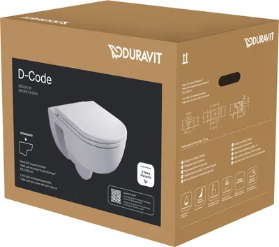 Immagine prodotto di Ensemble de WC Duravit D-Code, suspendu, Rimless, siège de WC avec abaissement automatique inclus, 540mm, blanc ultra-brillant, 45130900A1, 45130900A1