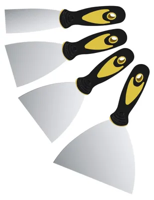Imagen del producto de Juego de espátulas - Acero inoxidable - 50, 75, 100 y 125 mm - Mango de plástico