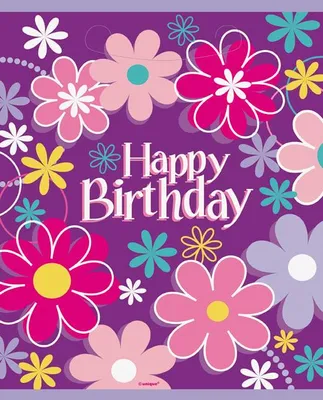 Produktbild von 8 Party-Tüten Happy Birthday Blumen 18 x 23 cm für Geschenke - Einheitsgröße
