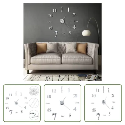 Produktbild von The Living Store 3D-Wanduhr Modernes Design 100 cm XXL Silbern