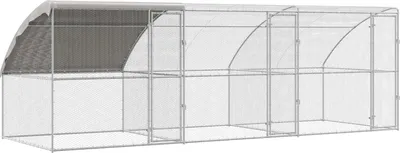 Image de vidaXL Cage à poules 3 pcs Argent 600 x 200 x 200 cm Acier et PE