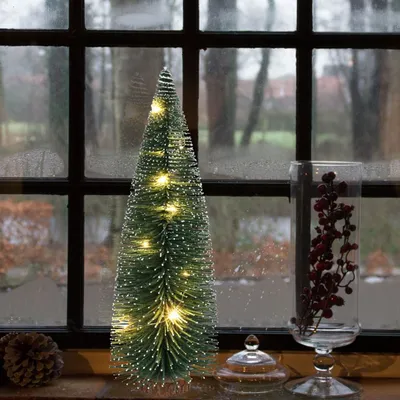 Image de BURI Deko Sapin de Noël 30cm LED enneigé Arbre de Noël Décoration de table
