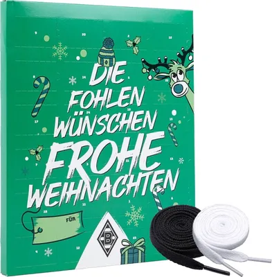 Produktbild von Borussia Mönchengladbach Premium Adventskalender mit Poster Weihnachtskalender + Fan-Schnürsenkel 1#, 2#
