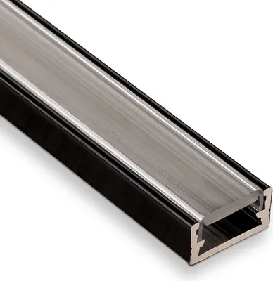 Produktbild von 25 Stück LED Profil-11 Schwarz Aufbauprofil 2000 x 14 x 7 mm mit klarer Abdeckung