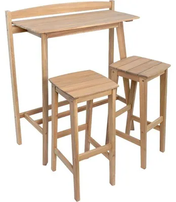 Immagine prodotto di Set da giardino, legno di acacia 1 tavolo 44,5 x 100 x 112 cm, 2 sgabelli 37 x 35 x 72 cm