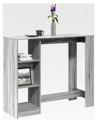 Produktbild von Küchen- und Esszimmertisch, Stehtisch mit Ablage, Grau, Sonoma, 124 x 46 x 103,5 cm, Holzwerkstoff