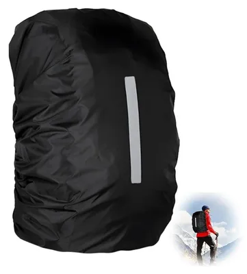 Produktbild von Regenschutz Rucksack 30-40L Wasserdicht mit Reflektoren Schwarz