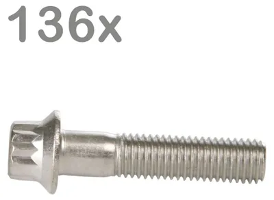 Productafbeelding van 136 wielbouten M7x32, roestvrij staal, geschikt voor BBS, Rial, Schmidt, O.Z., Dynatech en Carline velgen