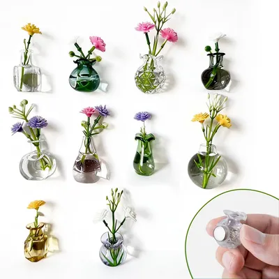 Produktbild von 10er-Set Mini-Vasen-Magnete, niedliche Blüten-Vasen-Deko, DIY-Mini-Vasen für Kühlschrank, Küche, Büro und kleine Dekorationen