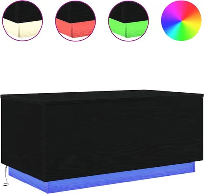 Immagine prodotto di vidaXL Tavolino con luci LED look rovere nero 90x50x40 cm