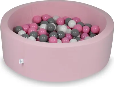 Immagine prodotto di Piscina secca 90x30cm rosa cipria con 200 palline: bianco, grigio, rosa cipria
