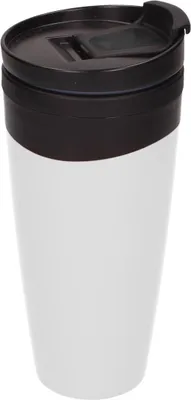 Produktbild von Isolierbecher "Gusto" 350 ml -  Germany Thermobecher To-Go aus doppelwandigem Kunststoff - BPA-freier Mehrweg Kaffeebecher mit Deckel - Weiß