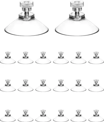 Produktbild von 20 Stück Saugnapfhaken für Glasschrauben, Saugnapf, 41 mm, PVC, transparenter Saugnapf, Überwurfmutter, M4-Gewinde