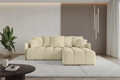 Produktbild von ALTDECOR Ecksofa mit Schlaffunktion und Bettkasten LONLI-L 251x189x68 cm Beige - Corner Sofa Bett Eckcouch Couch L-Form Schlafcouch Ausziehbar Wohnlandschaft Schlafsofa Cauchsofa