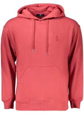 Zdjęcie produktu dla Elegancka męska bluza z kapturem w kolorze czerwonym, bez zamka błyskawicznego, z haftowanym logo