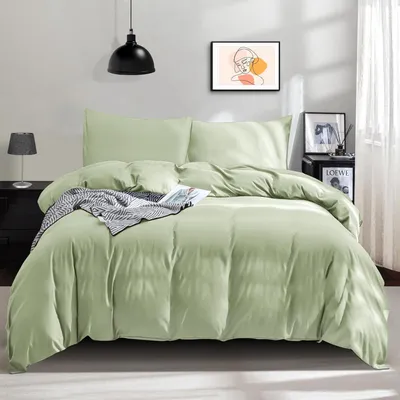 Produktbild von Bettwäsche-Set 220x240 cm + 2 Kissenbezug 80x80cm Salbeigrün