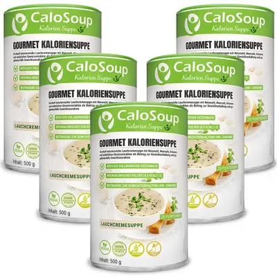 Produktbild von Hochkalorische Suppe für Gewichtszunahme I Nahrung hochkalorisch Gourmet Fertigsuppe mit vielen Kalorien I 20 Portionen CaloSoup (5x Lauchcreme Suppe)