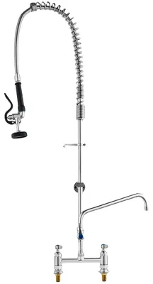 Image de Robinet de cuisine commercial VEVOR Robinet avec douchette extractible pour le pré-évier, hauteur 112 cm, centre 203 mm, bec pivotant 305 mm, robinet d'évier de cuisine en laiton à monter sur le dessus, pour évier 1/2/3 compartiments