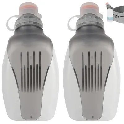 Produktbild von 2 Stück Trinkflasche zum Joggen (250 ml) – BPA-frei und auslaufsicher – Kleine Sportflasche mit Rückenclip, ideal für Laufen und Sportaktivitäten