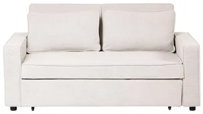 Produktbild von BELIANI Schlafcouch Cremeweiß Stoff mit ausziehbarer Schlaffunktion Minimalistisches Sofa