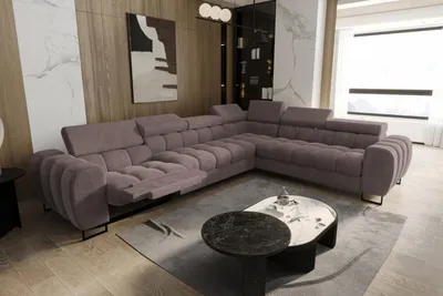 Produktbild von Ecksofa Aspen Max Relax 330×260 cm mit Schlaffunktion & Relax - verstellbare Kopfstützen - Braun, Terra 26 - Rechts
