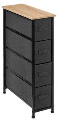 Produktbild von 5Five Aufbewahrungsschrank - 4x Korb - 20x48x77 cm - Holz/Stoff dunkelgrau