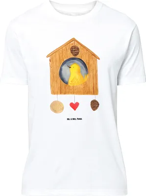 Produktbild von Mr. & Mrs. Panda Größe XL T-Shirt Vogel Haus - Weiß - Geschenk, Lustige Sprüche, Tshirt, Shirt, Vogelhaus, Zuhause, Vögel, Castle, mit Spruch, Wohnung