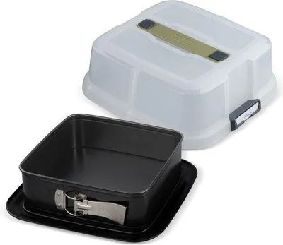 Produktbild von Famanu Springform mit Deckel - 24 x 24 x 8 cm - praktische Backform für Transport