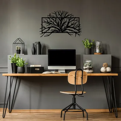 Image de Wallity, Tree- TNL2274, Noir, Autres décorations pour la maison, 70 x 44 cm, 100% métal (épaisseur : 1