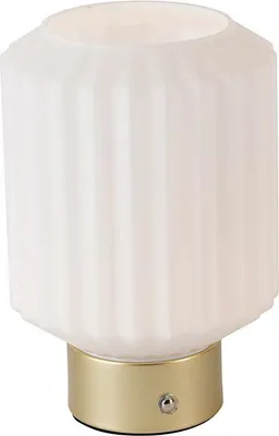 Produktbild von Trio Leuchten - Moderne Tischlampe aus Messing mit wiederaufladbarem Opalglas - Millie Touch-funktion Dimmer I Dimmbar I Wohnzimmer I Schlafzimmer - Rund - I (nicht austauschbare) LED
