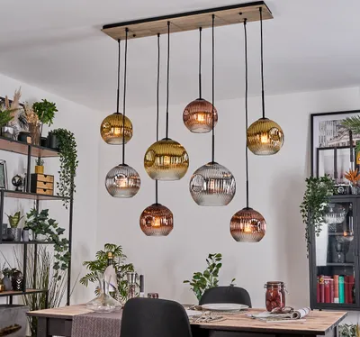 Produktbild von Villamare Hängelampe Metall/Holz in Schwarz/Natur/Chrom/Rauch/Kupfer/Gold/Klar