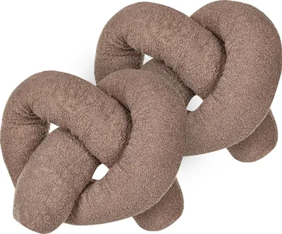Produktbild von BELIANI Dekokissen 2er Set Braun Webpelz mit Füllung 172x14 cm Teddy-Optik Bretzelform Knotenkissen Modern Wohnzimmer Schlafzimmer Ausstattung