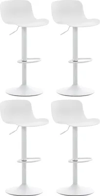 Produktbild von DELUKE® Barhocker 4er Set höhenverstellbar Weiß KUSI - Kunststoff, 81-102x44x45cm | Barhocker mit Lehne Tresenhocker Barstuhl Küchenhocker Thekenhocker hoher Stuhl