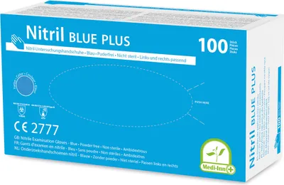 Produktbild von Medi-Inn® Handschuhe, Nitril puderfrei "Blue Plus" blau Größe XXL